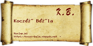 Koczó Béla névjegykártya