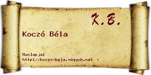 Koczó Béla névjegykártya